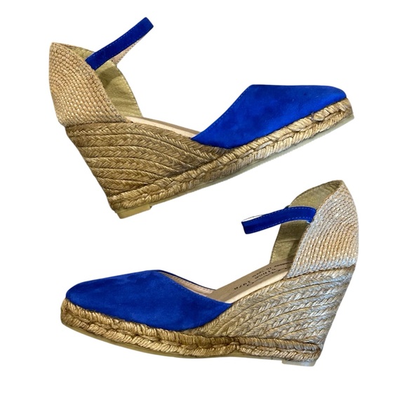 Gaimo Royal Blue Suede Jute Wedge Espadrilles 37 / 6 - Picture 5 of 10